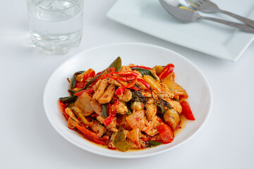 Stir fried chicken with roasted chili paste