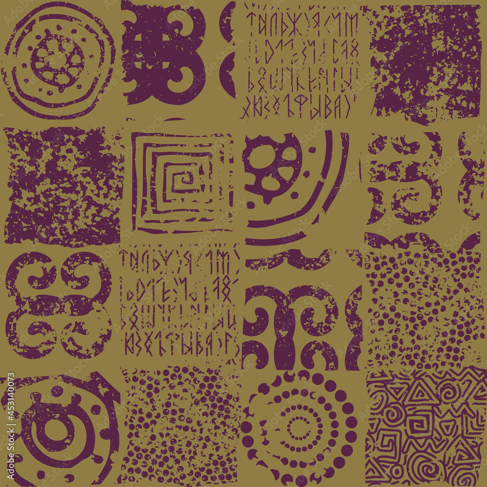 Aufkleber tribal style patchwork pattern. vector image