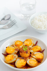Fried Boiled Egg with Tamarind Sauce