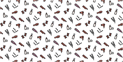 Hair make icon pattern background for website or wrapping paper (Color icon version)