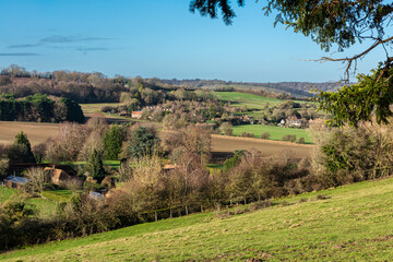 View across the Wye downs from Crundale Church near Ashford in Kent, England