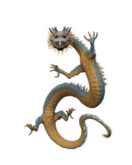 Fototapeta premium 3D rendering of a long bodied Chinese dragon isolated on a white background.