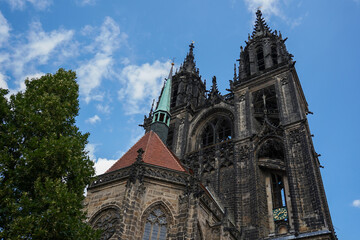 Fototapeta na wymiar Meissen Cathedral also called the Church of St John and St Donatus is a gothic church in the centre of Meißen.