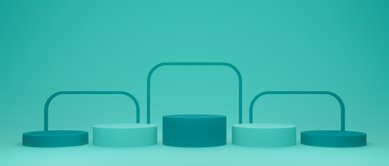 3D Green product stand. Geometric podium