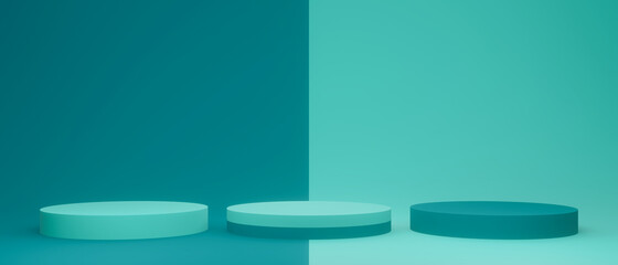 3D Green product stand. Geometric podium