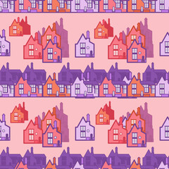 vector seamless pattern with the image of small houses