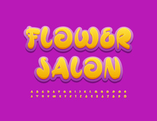 Vector Colorful Banner Flower Salon. Trendy Handwritten Font. Modern Alphabet Letters and Numbers set