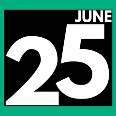 June 25 . Modern daily calendar icon .date ,day, month .calendar for the month of June