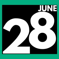 June 28 . Modern daily calendar icon .date ,day, month .calendar for the month of June