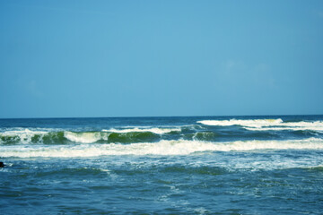 Ocean-Sea Waves AND Sky Blue Landscape Background