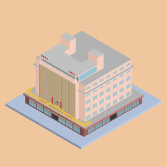 State Department Store of Ulaanbaatar, Mongolia isometric design by Apolla art