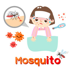 Cartoon Mosquito on White Background