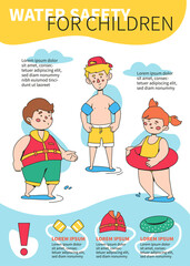 Water safety for children - colorful flat design style poster