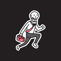 Fototapeta na wymiar Skull businessman with a briefcase running. Vector graphics for t-shirt prints and other uses.