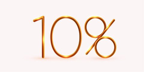 10 percent Off. Discount creative composition. Mega Sale or 10 percent bonus symbol.