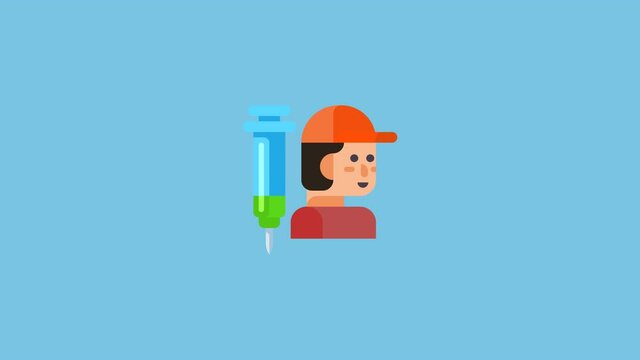 Animacion de una persona recibiendo la vacuna contra el covid 19, animacion 2d vectorial