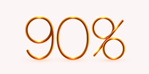 90 percent Off. Discount creative composition. Mega Sale or 90 percent bonus symbol.