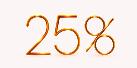 25 percent Off. Discount creative composition. Mega Sale or 25 percent bonus symbol.
