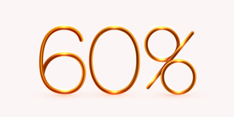 60 percent Off. Discount creative composition. Mega Sale or 60 percent bonus symbol.