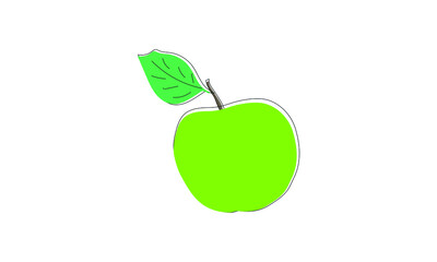 Vector illustration of a green apple. Fruit icon for farm market menu. Ecological healthy food design
