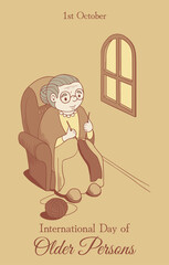 illustration with grandmother for day for older persons
