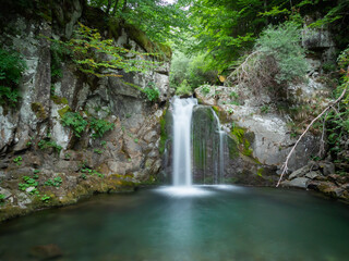 Beautiful waterfall in the Appennini mountains (Italy)
