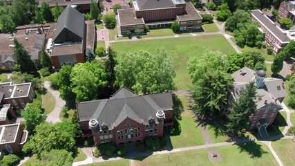 Aerial: Willamette University, Salem, Oregon, USA