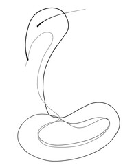abstract snake illustration, black one line drawing on white background, minimalist reptile