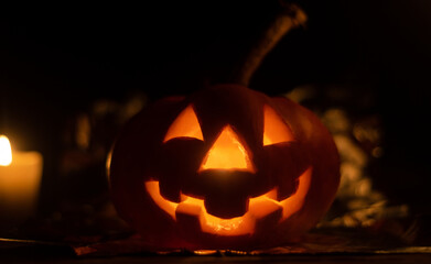 pumpkin head on halloween night