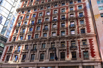 typical New York City red brick building facade