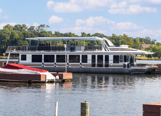 large party boat on the lake