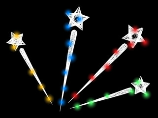 Bright network salute stars carcass with bright dots. Constellation vector framework created from salute stars icon and intersected white lines. Sparkle constellation polygonal salute stars,