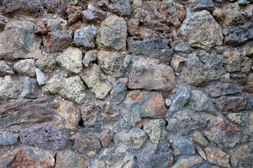 Close up of dark natural stone wall