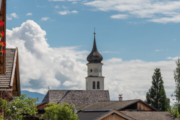 Fototapeta na wymiar view to a village's church tower