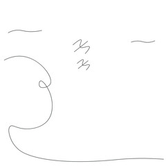 Birds fly line drawing vector illustration