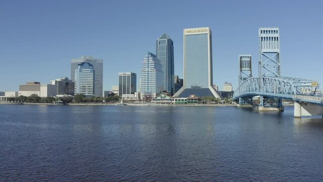 Pulling away from commercial downtown district of Jacksonville