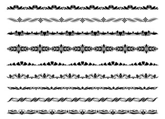 Obraz premium Border ornaments. Floral stripe patterns. Page decors. Set of decorative dividers. Frame templates. Design elements for invitations and holiday cards.