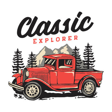 Classic explorer truck illustration