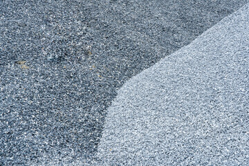 Gray and Dark Gray two tone of  Gravel used to make concrete , to mix with asphalt , to create road or path, to create floor and  garden, gravel pine. texture , backgrounds and isolated.