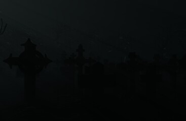 Fototapeta na wymiar A foggy and gloomy horror cemetery 3d-rendering