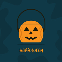 happy Halloween, spooky pumpkin, halloween candy basket, Art & Illustration