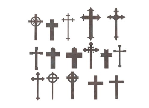 Grave cross on a white background 3d-rendering