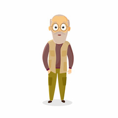 Grandpa with glasses. Vector illustration of a children's cartoon