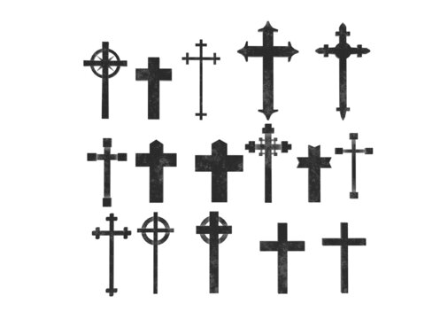 Grave cross on a white background 3d-rendering