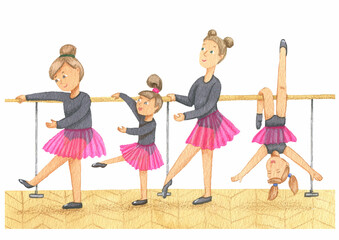 group of girls doing ballet exercises
