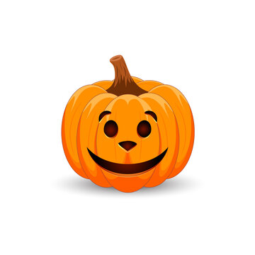 Pumpkin on white background. The main symbol of the Happy Halloween holiday. Scary orange pumpkin with dog face for your design for the holiday Halloween.
