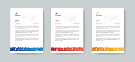 Abstract Letterhead Design Modern Business Letterhead Design 3 Colorful Accents Template
 