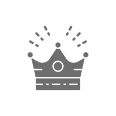 Crown, head accessory for celebration grey icon.