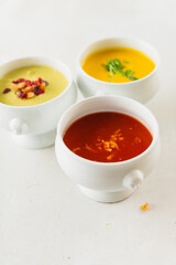 Carrot and pumpkin soups