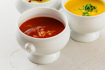 Carrot and pumpkin soups